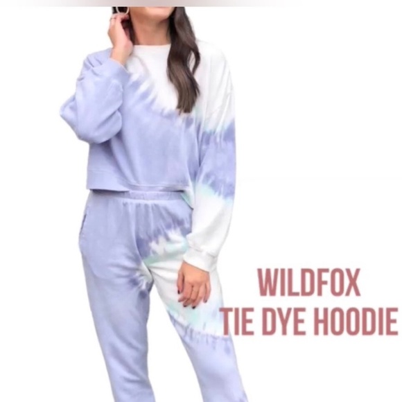Wildfox Tie Dye One of A Kind Relaxed Hoodie Mint Lilac Purple Hued French Terry - Picture 13 of 13